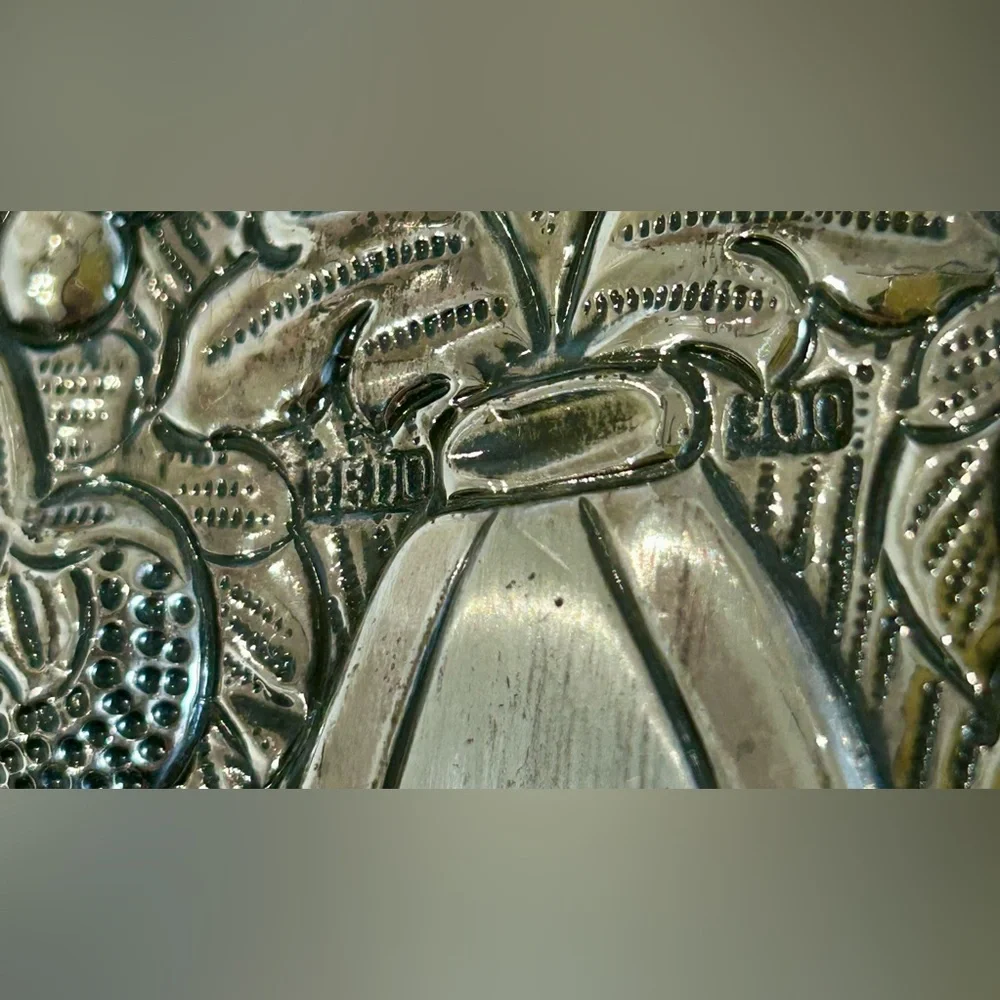 900 Silver Turkish Repousse Wall Mirror by 